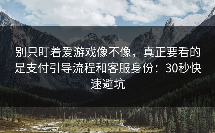 别只盯着爱游戏像不像，真正要看的是支付引导流程和客服身份：30秒快速避坑