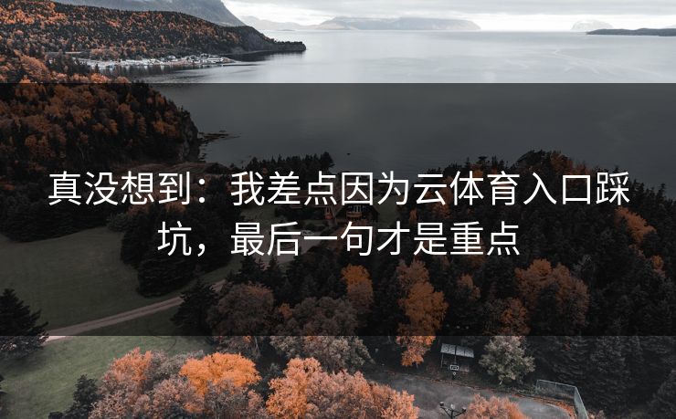 真没想到:我差点因为云体育入口踩坑,最后一句才是重点 真没想到:我差点因为云体育入口踩坑,最后一句才是重点